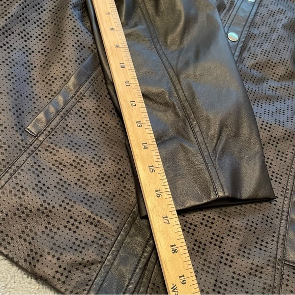 Plus Size TanJay Faux Leather Black Jacket-Domed Front-Perforated Design-Size 18 - Picture 6 of 8